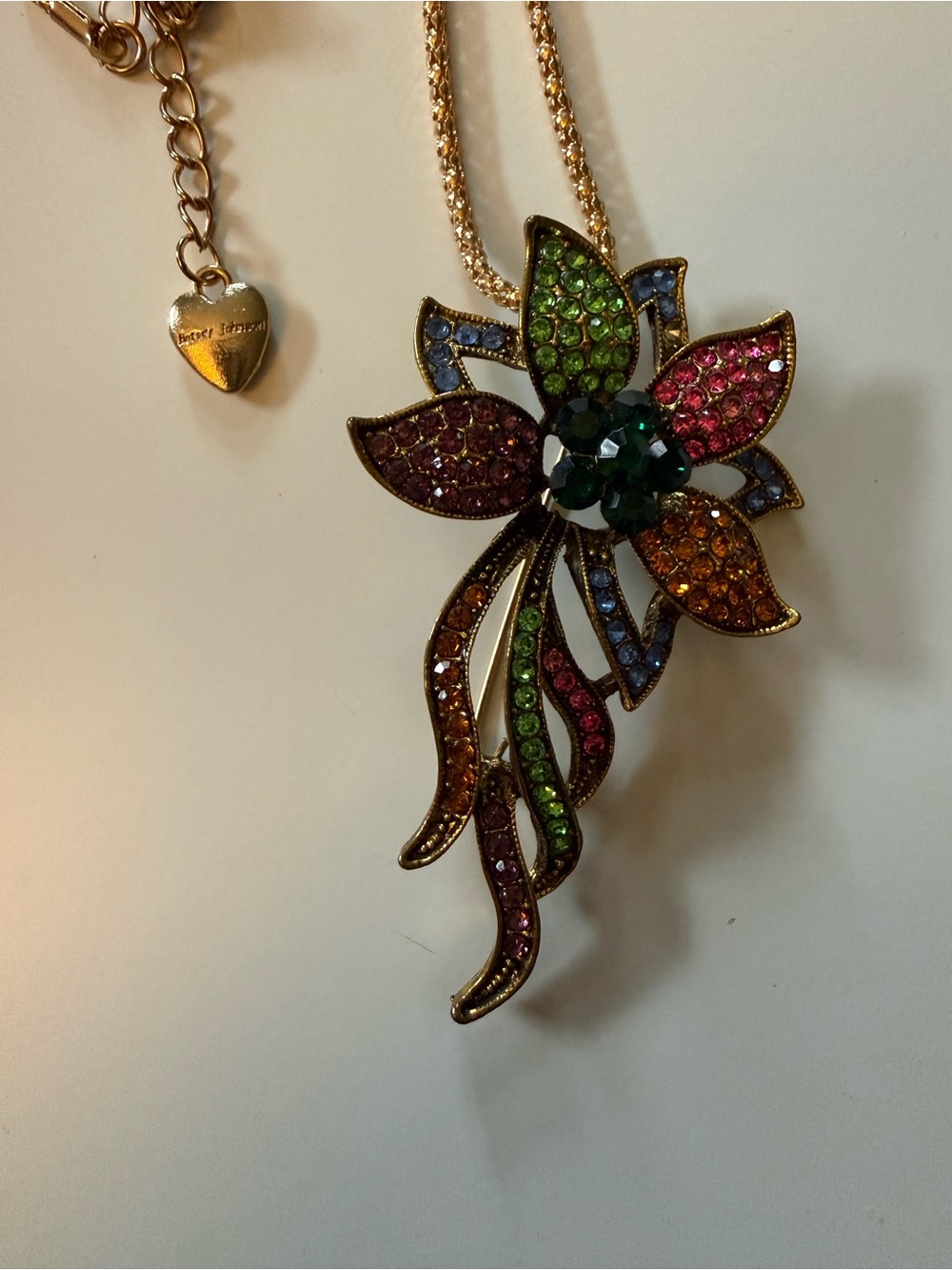 Betsey Johnson Crystal Flower Pendant Necklace